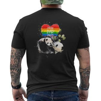 Lgbt Pride Papa Panda Bear Free Dad Hugs Father's Day Love Raglan Baseball Tee Mens Back Print T-shirt | Mazezy