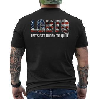 Lgbtq Lets Get Biden To Quite Usa Flag Vintage Men's T-shirt Back Print - Thegiftio UK