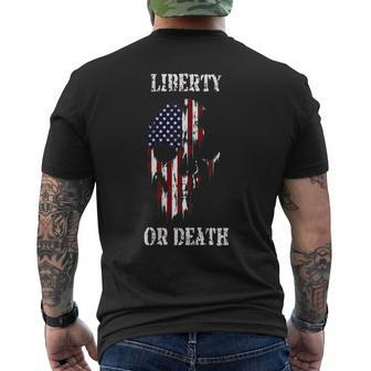 Liberty Or Death Zombie Skull Flag Undying Patriotism Men's T-shirt Back Print - Monsterry AU