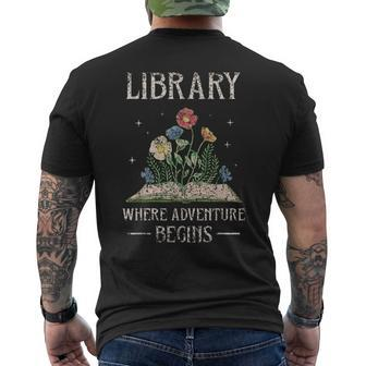 Library Where Adventure Begins Books Librarian Lover Men's T-shirt Back Print - Seseable