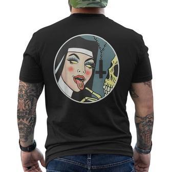 Lick Skull Unholy Nun Sexy Black T-Shirt mit Rückendruck - Seseable