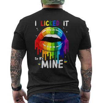 I Licked It So Its Mine Lips Lgbt Rainbow Color Mens Back Print T-shirt - Thegiftio UK