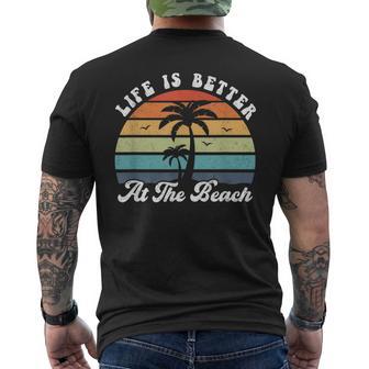 Life Is Better At The Beach Palm Tree Retro Vacation Men's T-shirt Back Print - Monsterry AU