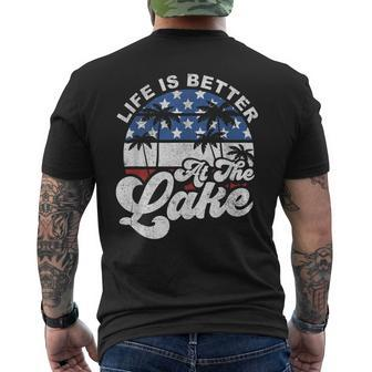 Life Is Better At The Lake 4Th Of July American Flag Summer Men's T-shirt Back Print - Seseable