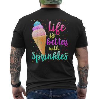 Life Is Better With Sprinkles Cute Sweet Ice Cream Summer Men's T-shirt Back Print - Monsterry AU