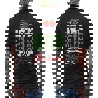 Life Is Better With Strawberries Fruit Lover Strawberry Men's T-shirt Back Print - Thegiftio UK