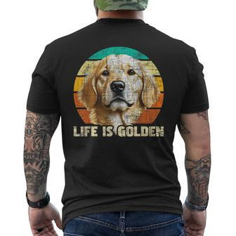 Life Is Golden Retro Vintage Dog Owner Canine Lover Men's T-shirt Back Print - Monsterry