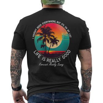 Life Is Really Good Hawaiian Vintage 80S Palm Trees Sunset Men's T-shirt Back Print - Monsterry
