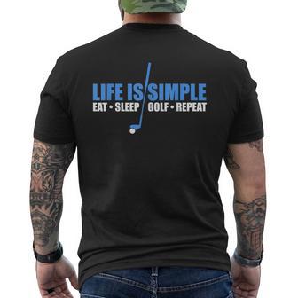 Life Is Simple Eat Sleep Golf Repeat Men's T-shirt Back Print - Monsterry