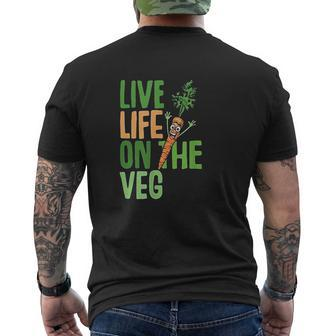 Life On The Veg Vegan Slogan Plant Power Cute Graphic Mens Back Print T-shirt - Thegiftio UK