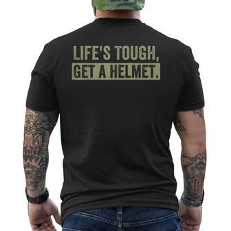 Life's Tough Get A Helmet Man Vintage Men's T-shirt Back Print - Monsterry UK