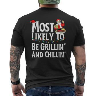 Most Likely To Be Grillin' And Chillin' Santa Grilling V2 Mens Back Print T-shirt - Thegiftio UK