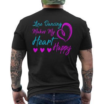 Line Dancing Makes My Heart Happy Line Dance Men's T-shirt Back Print - Monsterry