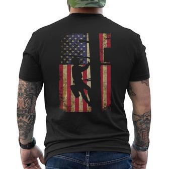 Lineman American Flag Electric Cable Lineman Men's T-shirt Back Print | Mazezy