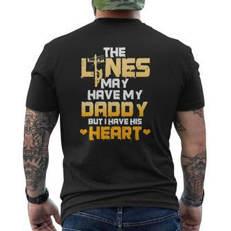 Lineman Dad I Have My Daddy's Heart Father's Day Kid Mens Back Print T-shirt | Mazezy