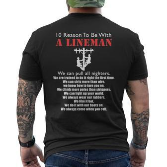 To Be With A Lineman Lineman Quotes Men's T-shirt Back Print | Mazezy