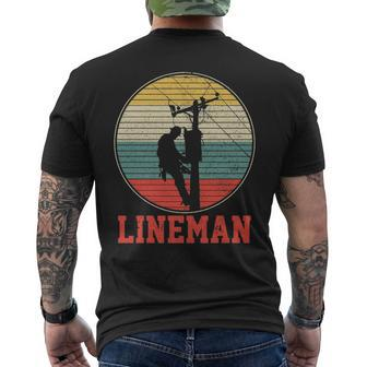 Lineman Vintage Retro Electrician Electric Cable Man Men's T-shirt Back Print | Mazezy