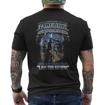 Lineman Whispers Back Fate I Am A Storm Men's T-shirt Back Print | Mazezy