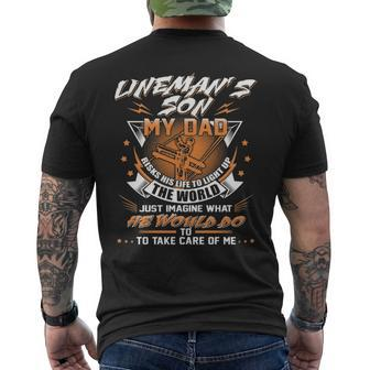 Lineman's Son Proud Lineman Fathers Day Men's T-shirt Back Print | Mazezy