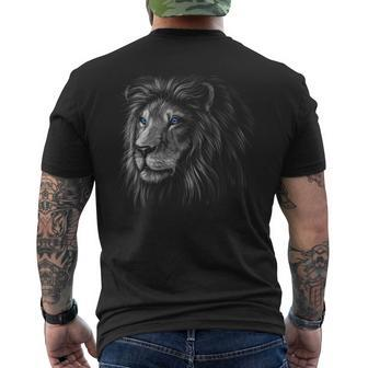Lion Apparel Hand Drawing Game Day Vintage Detroit Men's T-shirt Back Print - Monsterry