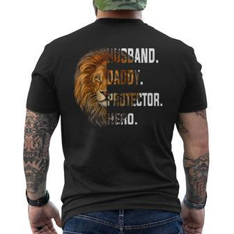 Lion Dad Husband Daddy Protector Hero Fathers Day 2024 Men's T-shirt Back Print - Thegiftio UK