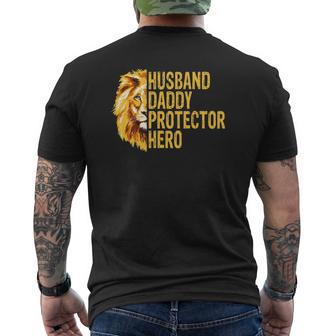 Lion Dad Husband Daddy Protector Hero Fathers Day Mens Back Print T-shirt | Mazezy