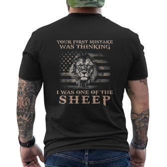 Lion Your First Mistake Was Thinking I Was One Of The Sheep Mens Back Print T-shirt - Thegiftio UK