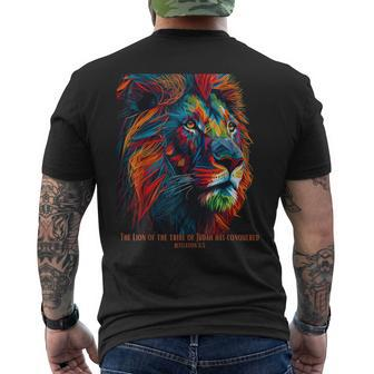 Lion Of Judah Jesus Revelation Bible Verse Christian Men's T-shirt Back Print - Seseable
