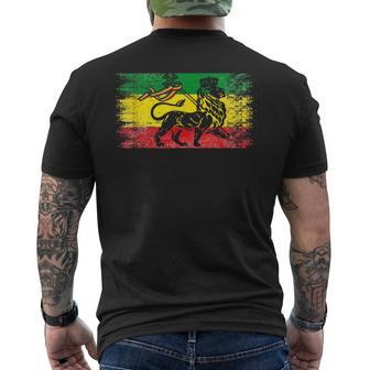 Lion Of Judah Rasta Ethiopian Reggae Old Ethiopia Flag Fan Men's T-shirt Back Print - Monsterry DE