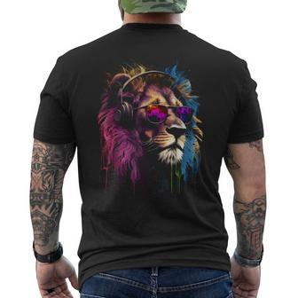 Lion Sunglasses Party Music Lion Love Lion Fans Lions Men's T-shirt Back Print - Thegiftio UK