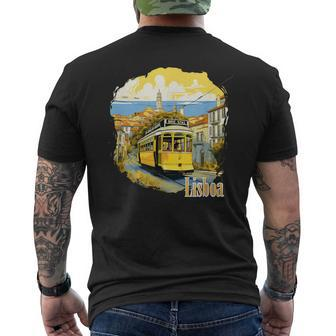 Lisbon Lisboa Tram Vintage T-Shirt mit Rückendruck - Seseable