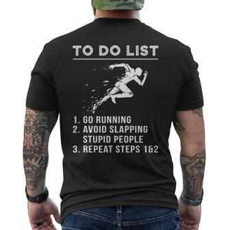 To Do List Running Avoid Slapping Stupid People Men's T-shirt Back Print | Mazezy