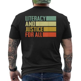 Literacy And Justice For All Retro Social Justice Men's T-shirt Back Print - Monsterry DE