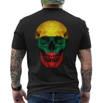 Lithuania Flag Skull Lithuanian Roots Proud Patriotic Men's T-shirt Back Print - Thegiftio UK