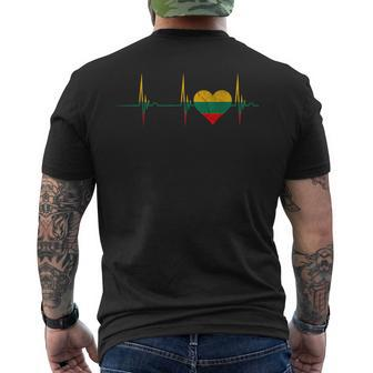 Lithuania Heart Lithuanian Heartbeat Ekg Pulse Lietuva Men's T-shirt Back Print - Thegiftio UK