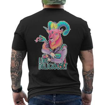 Live Deliciously Devil Goat Horned Snake Paganism Satan Men's T-shirt Back Print - Monsterry UK