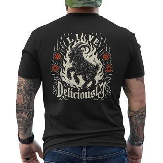 Live Deliciously Occult Goat Witch Horror Men's T-shirt Back Print - Monsterry AU