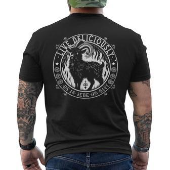 Live Deliciously Vintage Occult Goat Witch Men's T-shirt Back Print - Monsterry UK