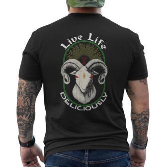 Live Life Deliciously Lucifer Baphomet Men's T-shirt Back Print - Monsterry UK