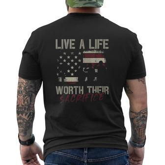 Live A Life Worth Their Sacrifice Veterans Day Mens Back Print T-shirt - Thegiftio