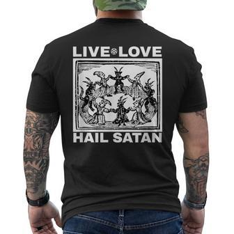 Live Love Hail Satan Pentagram Men's T-shirt Back Print - Seseable