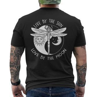 Live By The Sun Love By The Moon Hippie Dragonfly Mens Back Print T-shirt - Thegiftio UK