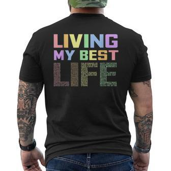 Living My Best Life Positive Cute T Multicolor Font Men's T-shirt Back Print - Monsterry UK
