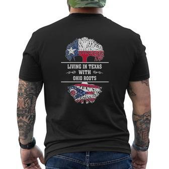 Living In Texas With Ohio Roots Mens Back Print T-shirt - Seseable