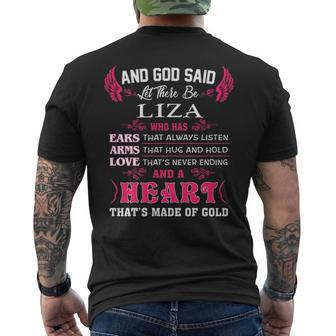 Liza Name And God Said Let There Be Liza Mens Back Print T-shirt - Seseable