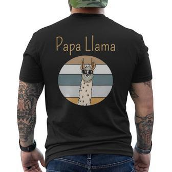 Llama Dad Matching Papa Alpaca Lover Father's Day Mens Back Print T-shirt | Mazezy