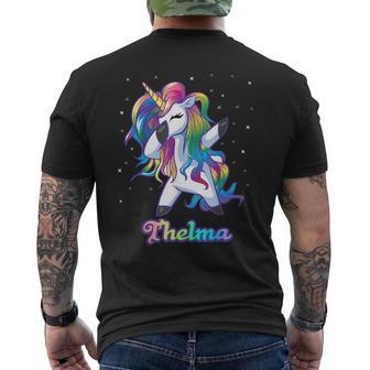 Thelma Name Personalisierbar Regenbogen-Einhorn Tupfen Personalisierbar T-Shirt mit Rückendruck - Geschenkecke