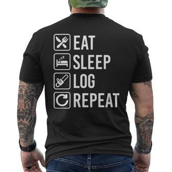 Logger Eat Sleep Repeat Men's T-shirt Back Print | Mazezy