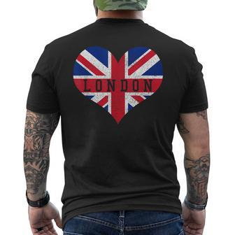 London Heart Flag Union Jack Uk England Souvenir Men's T-shirt Back Print - Monsterry AU