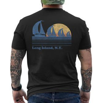 Long Island Ny Sailboat Vintage 80S Sunset Men's T-shirt Back Print - Monsterry CA